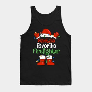 Santa's Favorite Firefighter Funny Christmas Pajamas Tank Top